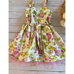 Floral with Tule Hem Summer Picnic Dress Sz 4/5